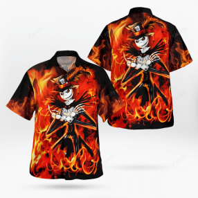 The Nightmare Jack Skellington In Fire Halloween Hawaiian Shirt