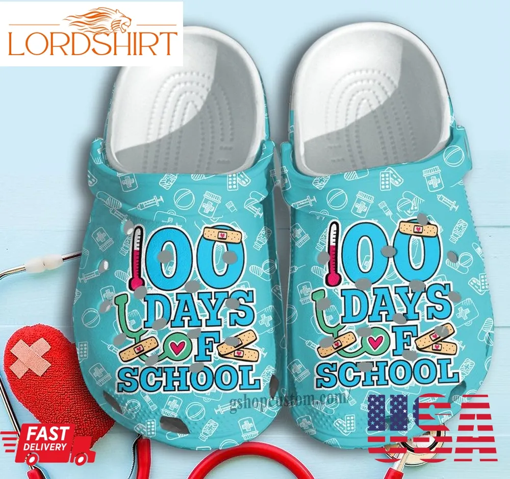 100 Days Of School Bandage Shoes Clogs Crocs Gift For Birthday Thanksgiving   Lnurse007