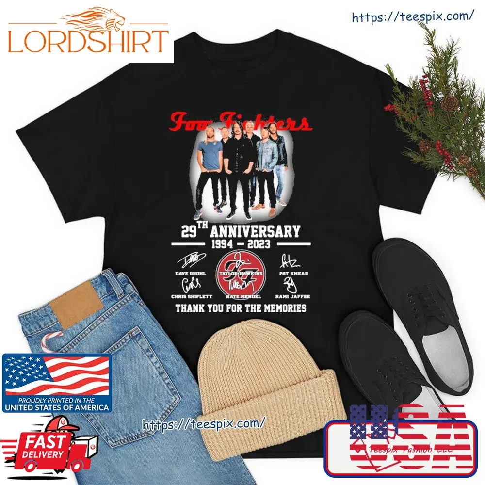 1994 2023 Foo Fighters 29Th Anniversary Thank You For The Memories Signatures Shirt