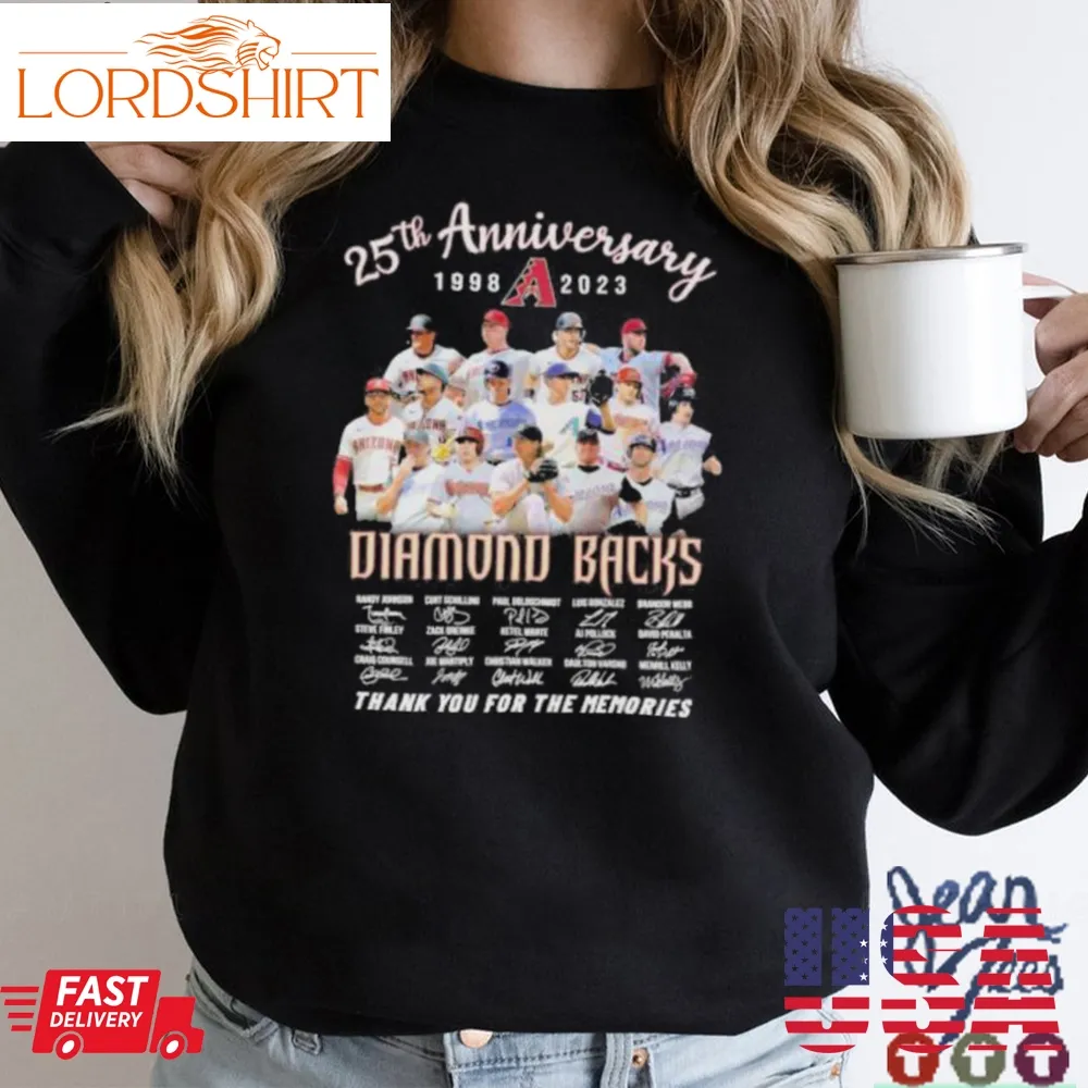 25Th Anniversary 1998 2023 Diamond Backs Thank You For The Memories Signatures Shirt