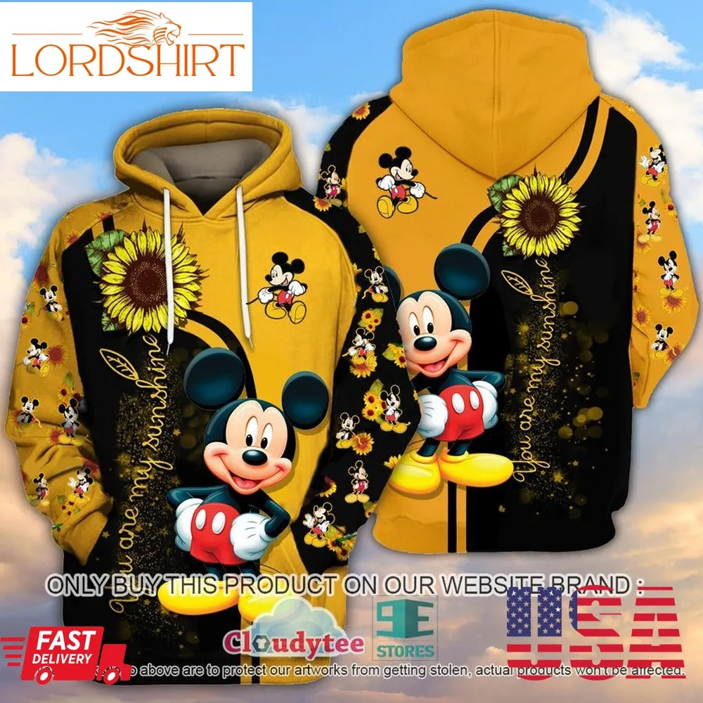 29 09Mickey Mouse Sunflowers You Are My Sunshine 3D Hoodie