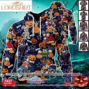 29 09Nfl Dallas Cowboys Halloween Pumpkin Mickey With Friends Disney Style 3D Hoodie, Shirt