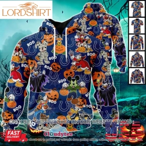 29 09Nfl Indianapolis Colts Halloween Pumpkin Mickey With Friends Disney Style 3D Hoodie, Shirt
