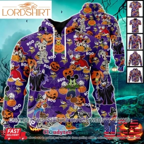 29 09Nfl Minnesota Vikings Halloween Pumpkin Mickey With Friends Disney Style 3D Hoodie, Shirt