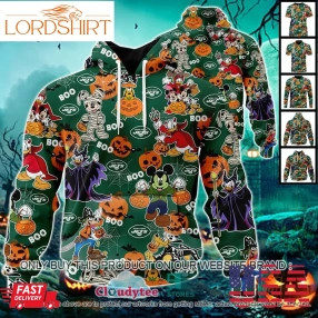 29 09Nfl New York Jets Halloween Pumpkin Mickey With Friends Disney Style 3D Hoodie, Shirt