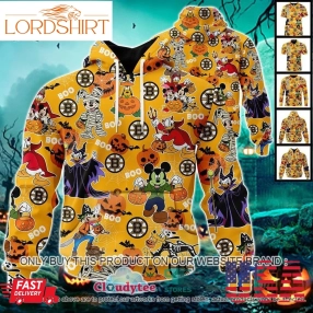 29 09Nhl Boston Bruins Halloween Pumpkin Mickey With Friends Disney Style 3D Hoodie, Shirt