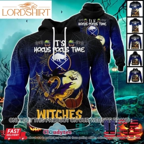 29 09Nhl Buffalo Sabres Halloween Pumpkin Flamingo It's Hocus Pocus Time Witches 3D Hoodie, Shirt