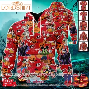 29 09Nhl Carolina Hurricanes Halloween Pumpkin Mickey With Friends Disney Style 3D Hoodie, Shirt