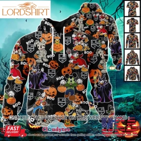 29 09Nhl Los Angeles Kings Halloween Pumpkin Mickey With Friends Disney Style 3D Hoodie, Shirt