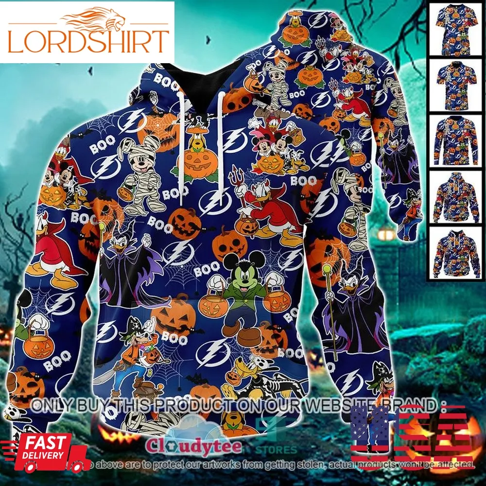 29 09Nhl Tampa Bay Lightning Halloween Pumpkin Mickey With Friends Disney Style 3D Hoodie, Shirt