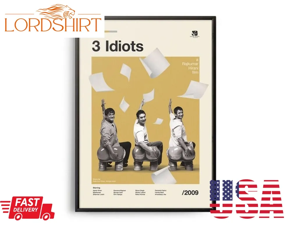 3 Idiots Vintage Movie Print Retro Movie Poster Midcentury Modern Retro Tv Show Poster Minimal Movie Art Best Movies Of All Time Art