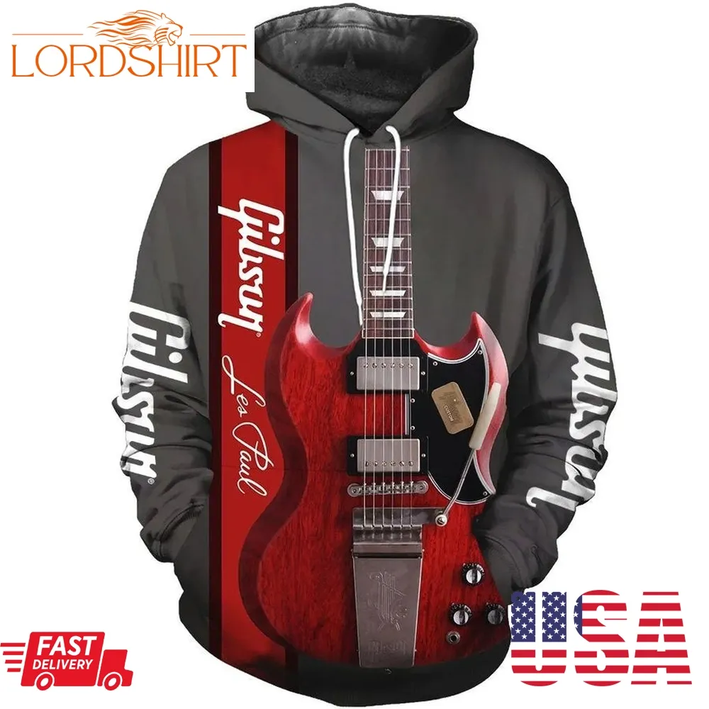 3D All Over Printed Electric Guitar Red Aop Unisex Hoodie