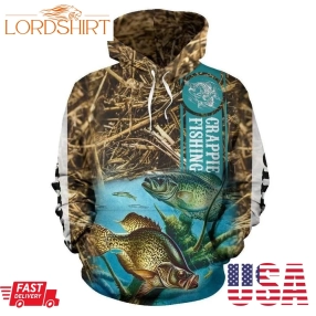 3D Fishing Crappie Full Size Pullover Hoodie