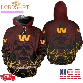 3D Halloween Pumpkin Skull Print Washington Football Team 3D Hoodie