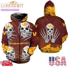 3D Skull For Halloween Graphic Washington Football Team 3D Hoodie