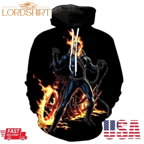 3D Skull Hoodies Burning Flame Ghost Rider Hoodies Sweatshirt Pullover