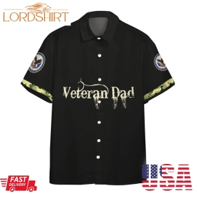 3D Veteran Dad Fathers Day Black Camo Hawaiian Shirt