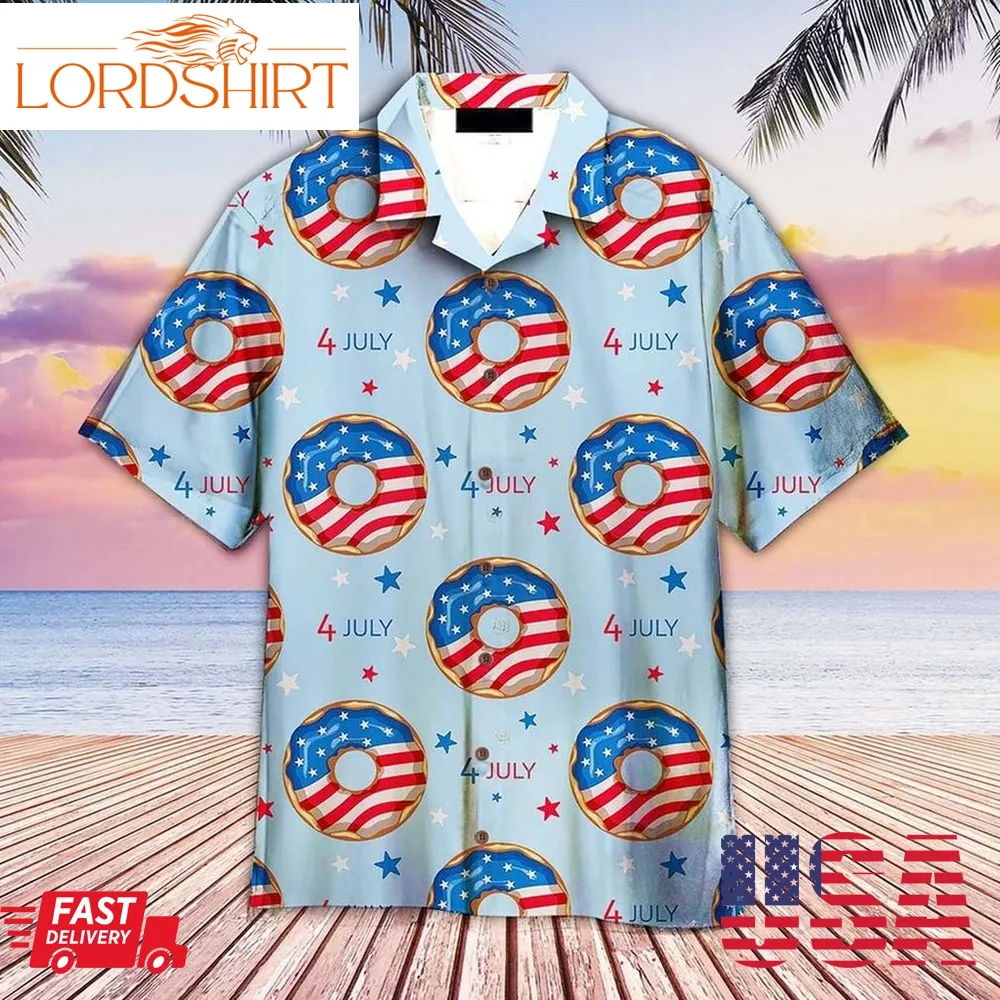 4Th Of July Blue And Red Donuts Hawaiian Shirt For Men Women