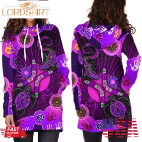 Aboriginal Naidoc Week 2021 Purple Turtle Lizard Sun Hoodie Dress