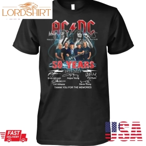 Ac Dc 50 Years 1973 2023 Thank You For The Memories T Shirt