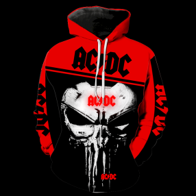 Ac Dc Punisher Skull Full All Over Print V1424 Hoodie Zipper