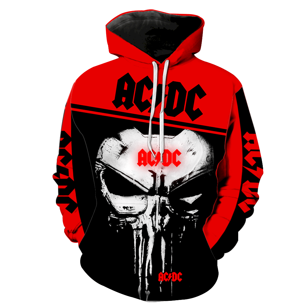 Ac Dc Punisher Skull Full All Over Print V1424 Hoodie Zipper