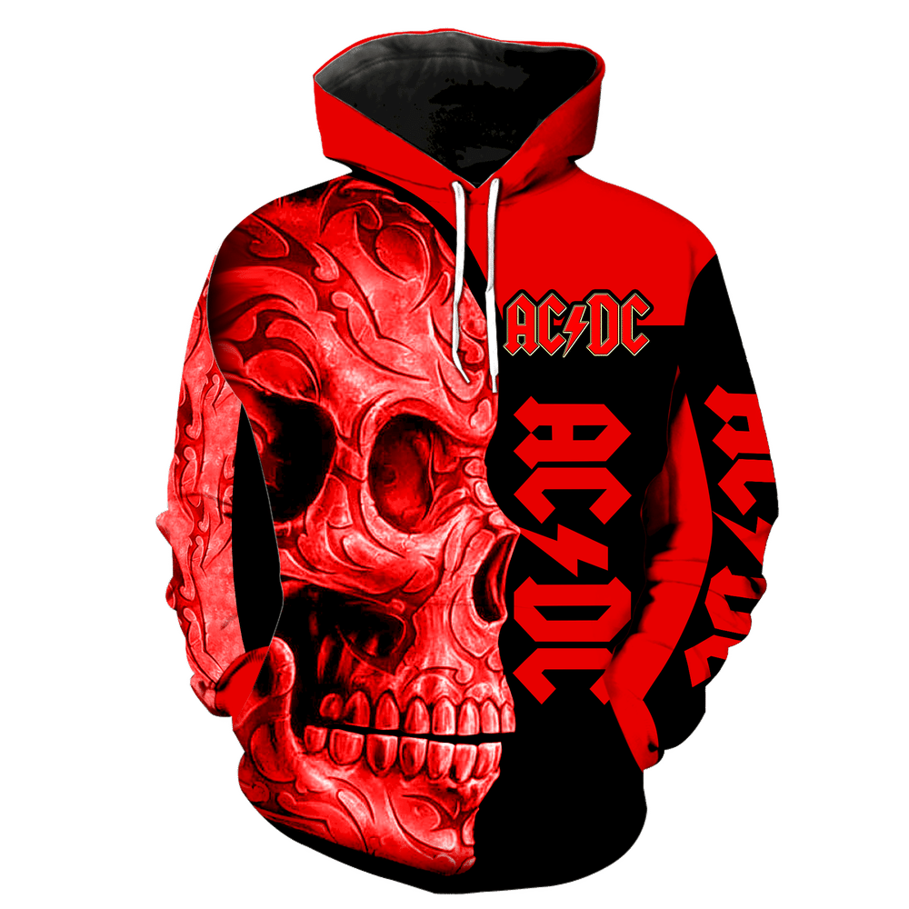 Ac Dc Skull New Full Over Print K1141 Hoodie Zipper