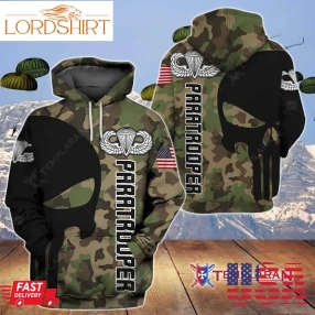 Air Force Veteran Apparel Camoflage Skull Papatrooper Logo Black Green Hoodie Apparel Adult Full Size