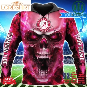 Alabama Crimson Tide Skull Red Fire 3D Hoodie