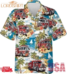 America Firefighter Hawaiian Shirts For Men   Men's Fire Truck Hawaiian Shirt Proud Job Shirts 3