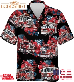 America Firefighter Hawaiian Shirts For Men   Men's Fire Truck Hawaiian Shirt Proud Job Shirts 7