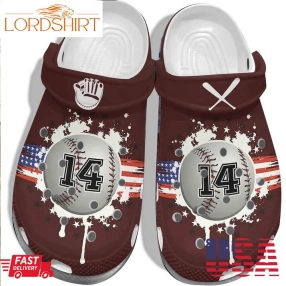 America Flag Baseball Vector Custom Shoe   14Th Baseball Outdoor Crocs Shoes Clogs Birthday Gift For Men Husband Son