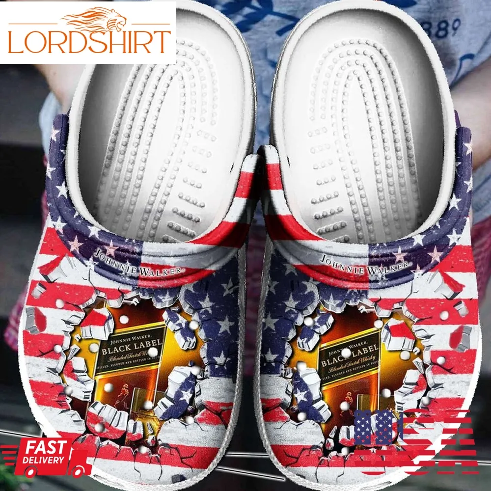 American Flag Johnnie Walker For Mens And Womens Gift For Fan Classic Water Rubber Crocs Crocband Clogs, Comfy Footwear