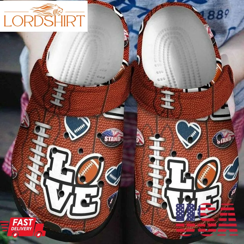 American Football Love 102  Gift For  Lover Rubber Crocs Crocband Clogs, Comfy Footwear