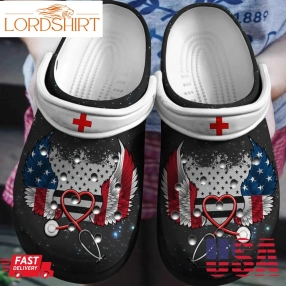 American Nurse Wings Shoes Crocs Clog Independence Gift For Female Male