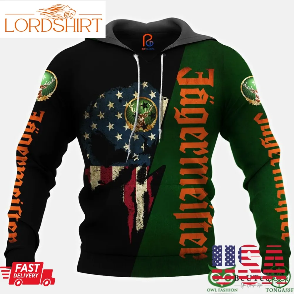 American Skull Jgermeister 3D Hoodie Tshirt Sweatshirt