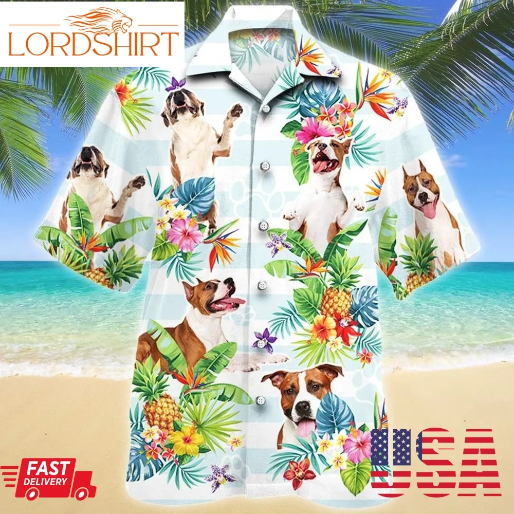 American Staffordshire Terrier Dog Tropical Flower Hawaii Shirt Cheap Hawaiian Shirts