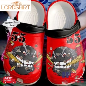 Angry Hockey Red Personalize Clog Custom Crocs Clog Number On Sandal Fashion Style Comfortable For Women Men Kid