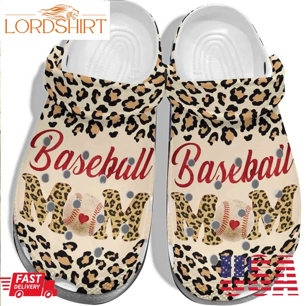 Animal Skin Baseball With Heart Outdoor Shoe   Baseball Mom Custom Crocs Shoes Clogs For Mother Day