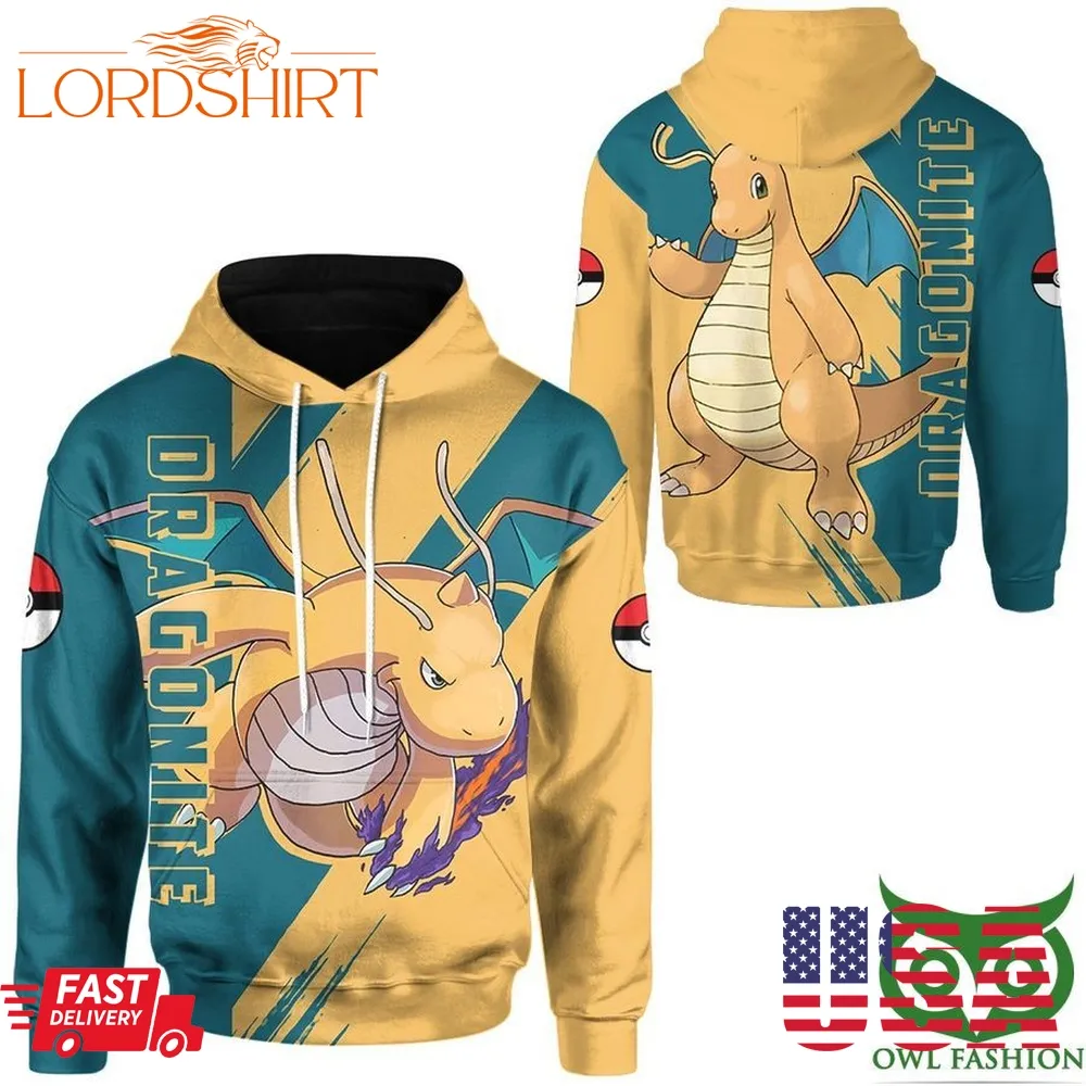 Anime Pokemon Dragonite Printed 3D Hoodie