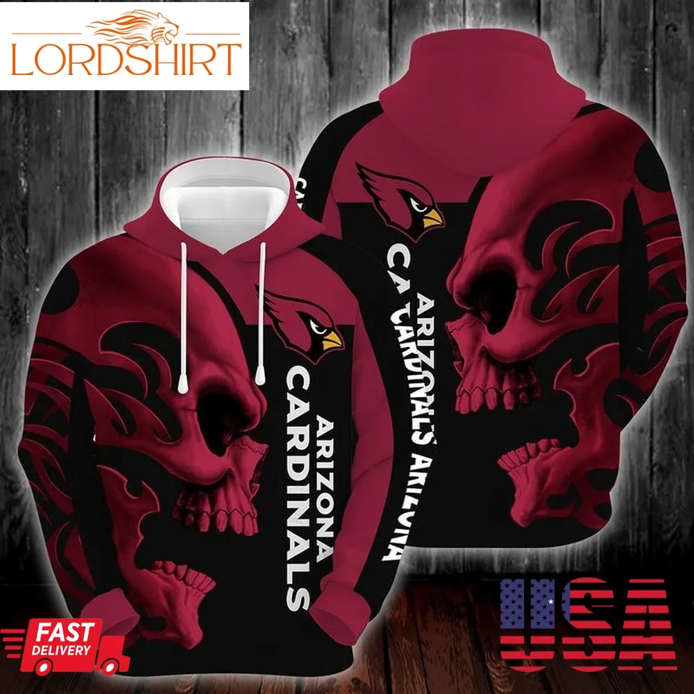 Arizona Cardinals Skull And 3D Hoodie Sweatshirt