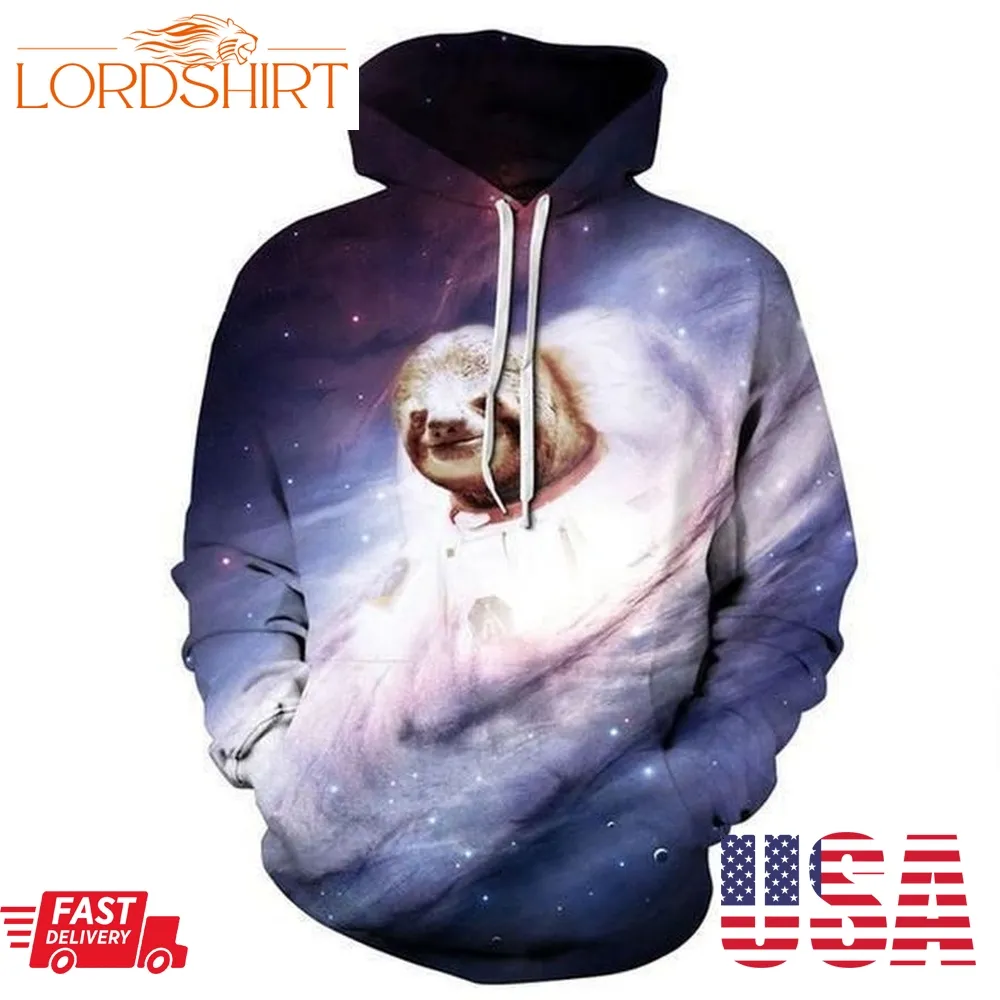 Astronaut Sloth Galaxy Pullover Animal Spaces Hoodie 3D