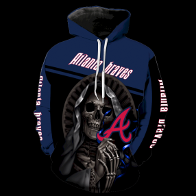 Atlanta Braves Skull New Full Over Print V1365 Hoodie Zipper