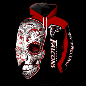 Atlanta Falcons Skull New Full Over Print V1325 Hoodie Zipper