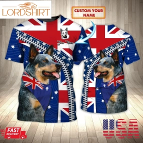 Australian Heeler Dog Personalized Name 3D Tshirt