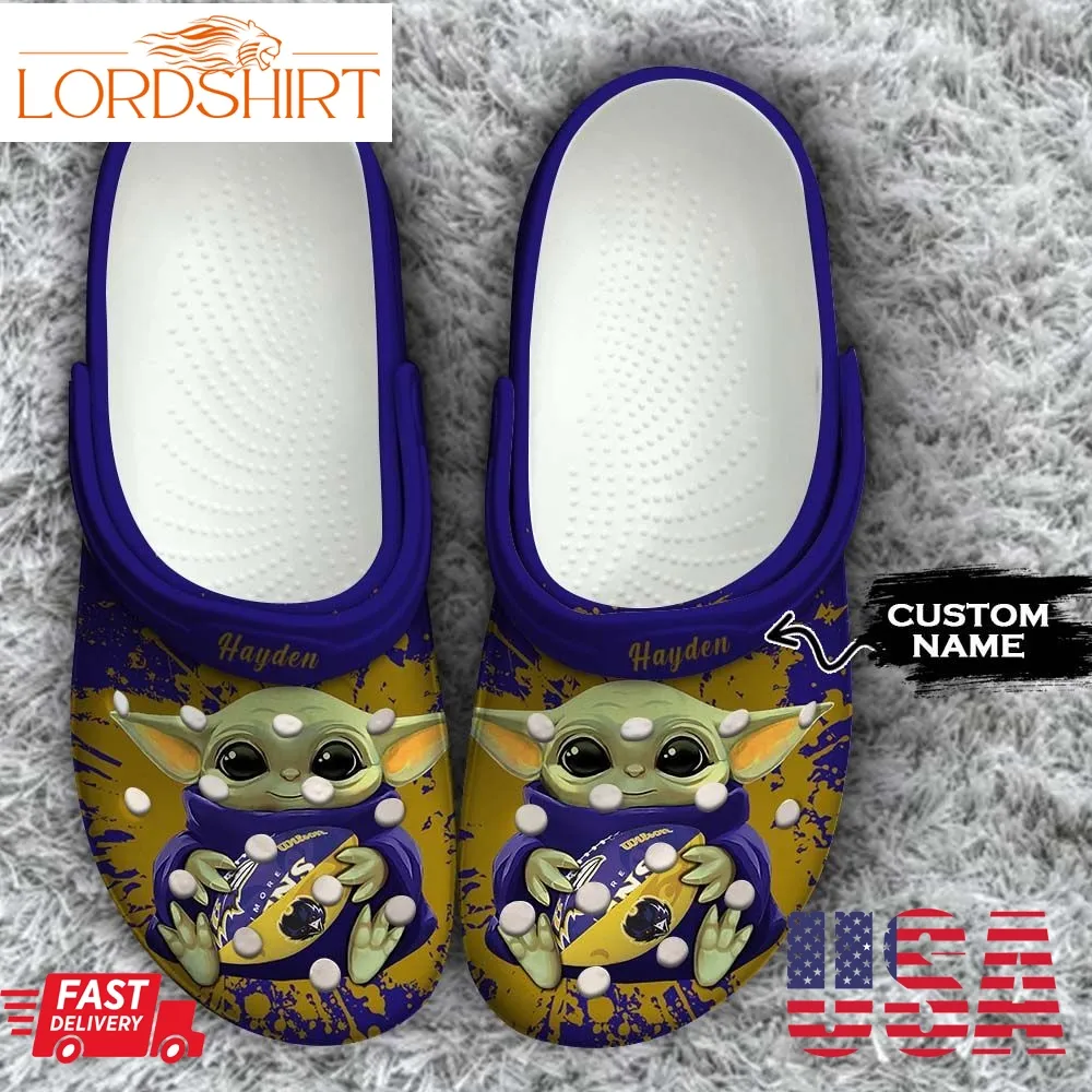 Baltimore Ravens Baby Yoda Crocs Classic Clogs Shoes Design Outlet For Adult Men Women