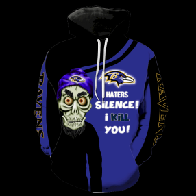 Baltimore Ravens Skull Full All Over Print V1415 Hoodie Zipper