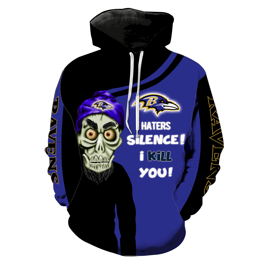 Baltimore Ravens Skull Full All Over Print V1415 Hoodie Zipper