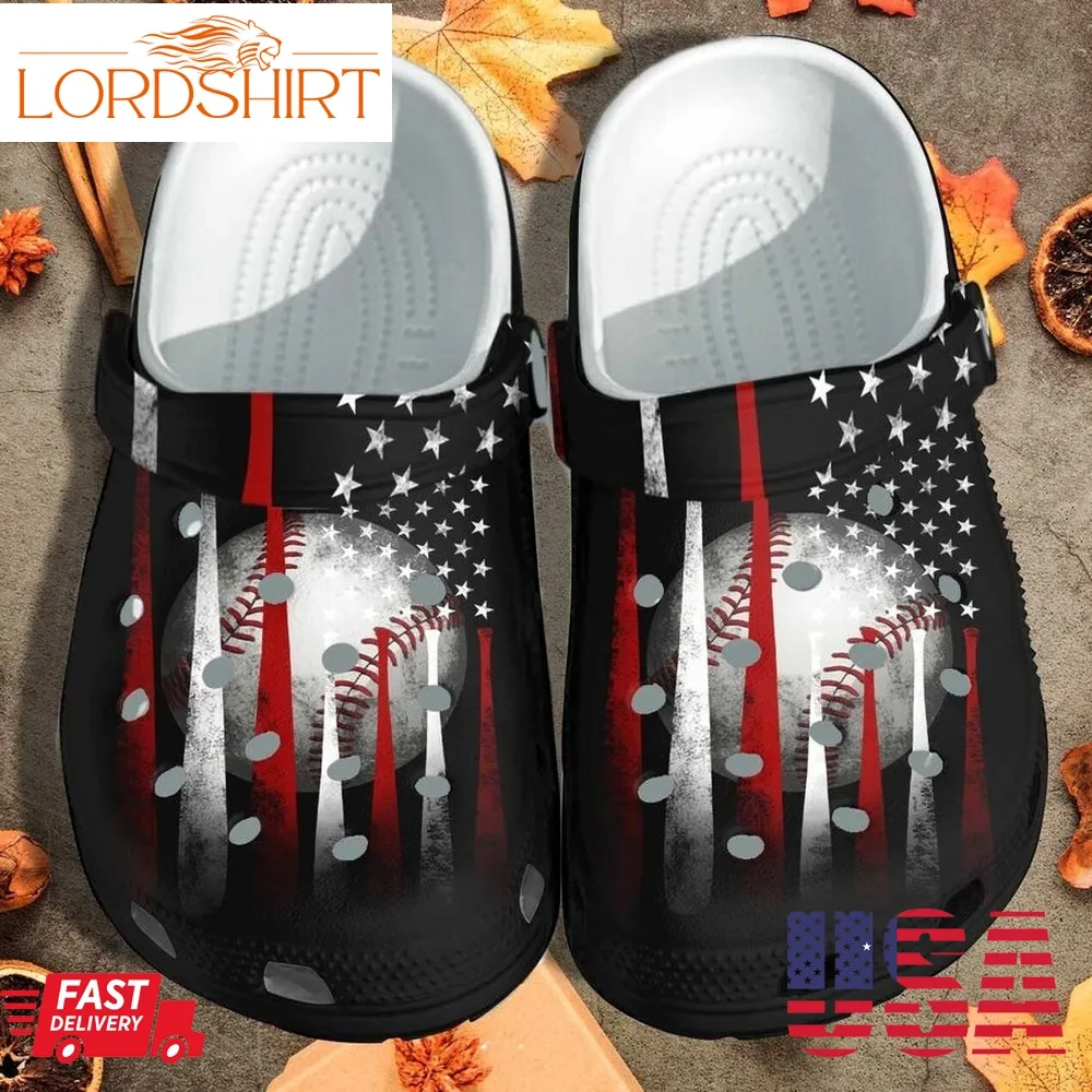 Baseball Ball America Flag Custom Crocs Shoes Clogs   Baseball Lover Gifts Shoes For Son Husband