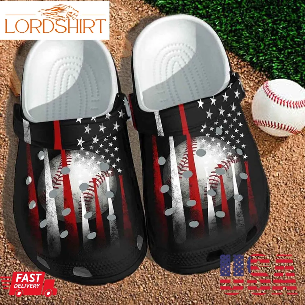 Baseball Bat America Flag Custom Crocs Shoes Clogs Gifts Shoes For Son Daughter